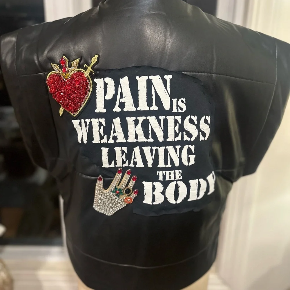 Truth Black Leather Women's Vest with Embroidered Patch - Picture 2 of 2